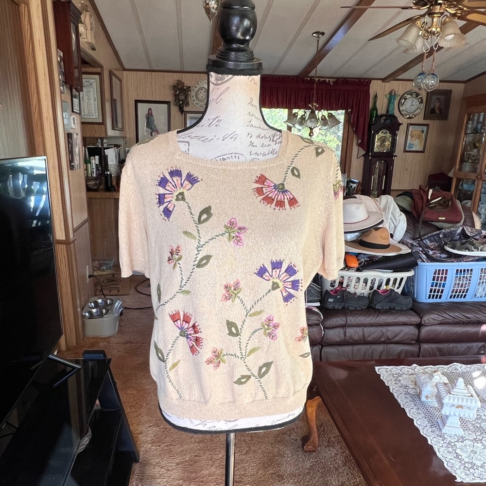 Vintage 90’s Alfred Dunner floral embroidery with beaded detailing petite XL